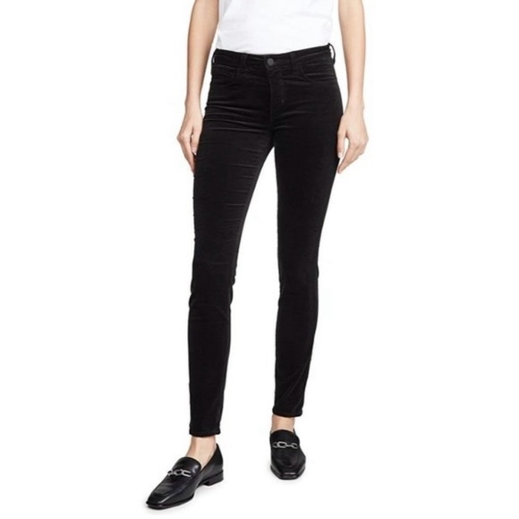 L'AGENCE Pants - L'AGENCE Marguerite Black Velvet High Rise Skinny Stretch Pants Size 25